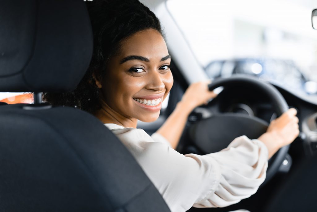 woman leasing her first car